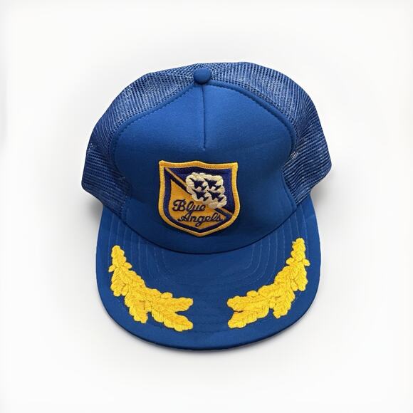 Vintage US Military Blue Angels Air Show Gold Leaf Snapback Trucker Hat Cap - Picture 1 of 7